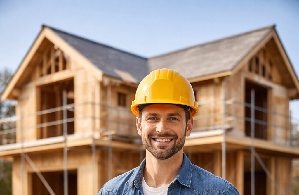 Travailleur sur un chantier en construction